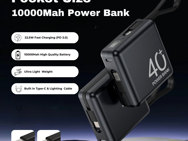 Pocket-Size 10000mAh Fast Charging Power Bank – Bangladesh (Model: Juyou 20000M)