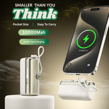 JUYOUDIAN G63 10000mAh Power Bank | 22.5W PD Fast Charging | Built-in Cable