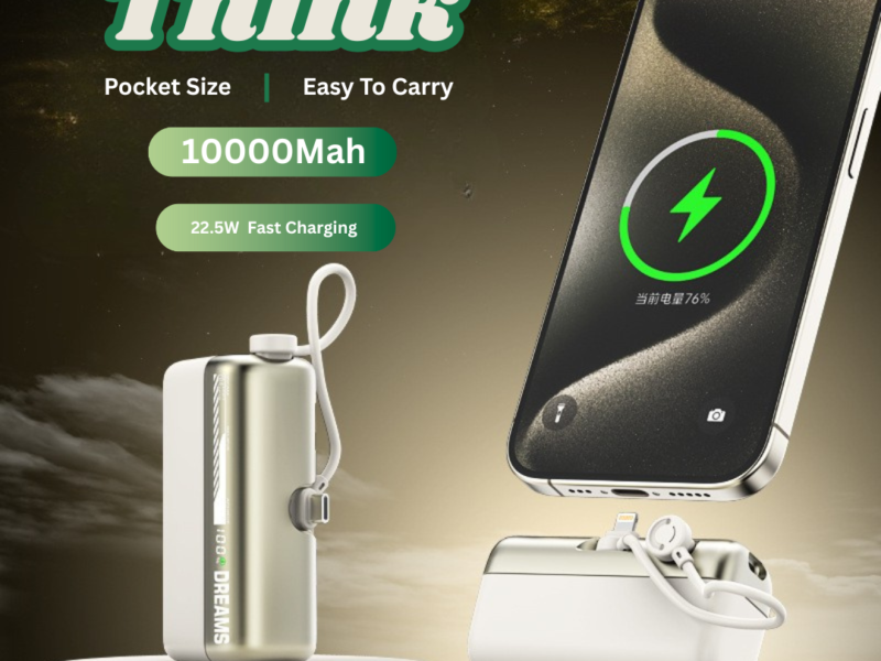 JUYOUDIAN G63 10000mAh Power Bank | 22.5W PD Fast Charging | Built-in Cable