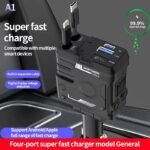 105W Retractable 4-in-1 Car Charger with Built-in Type-C & Lightning Cables | Fast Charging, Voltage Display - Image 2