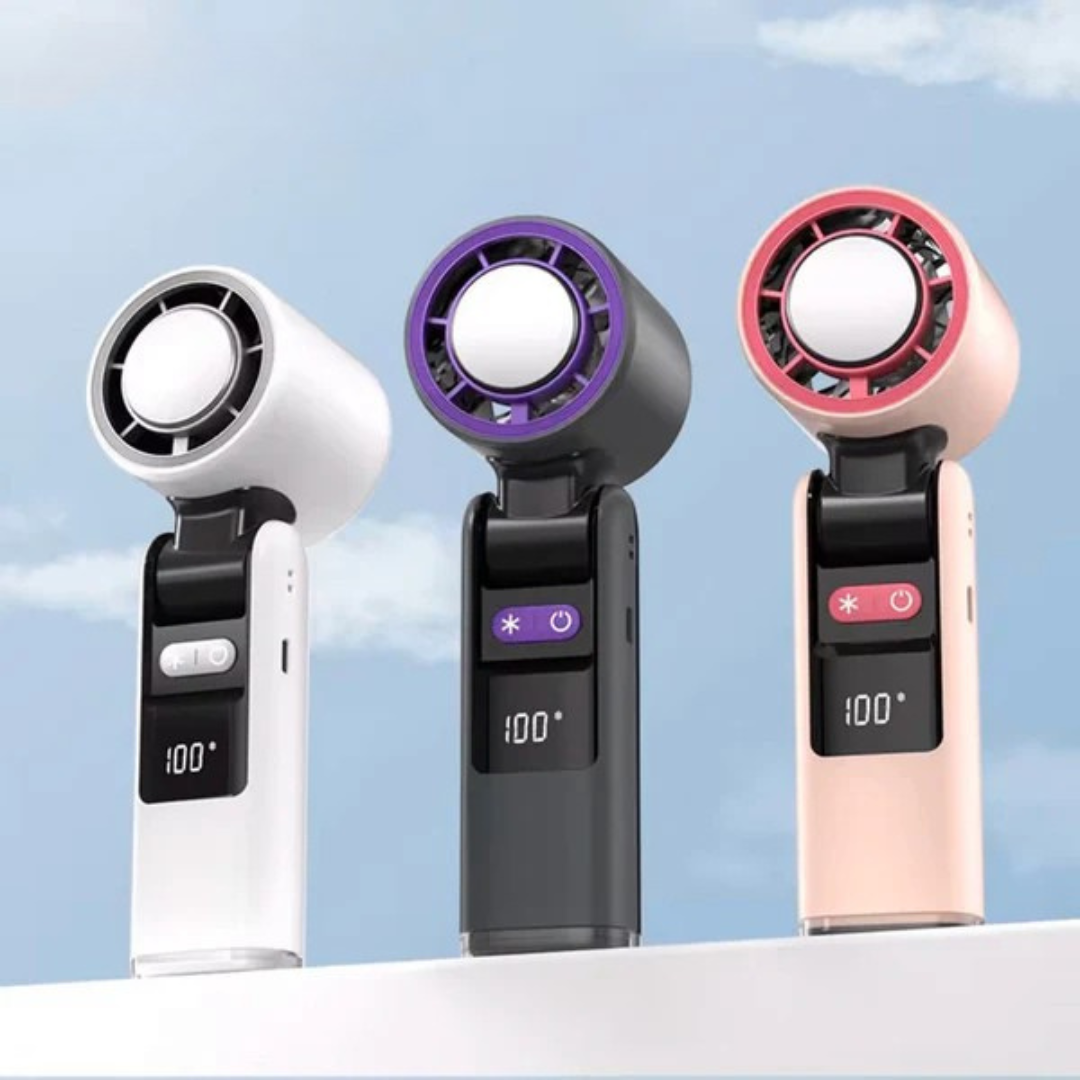 Blue Black Minimalist Modern New Collection Backpack Promotion Instagram Post K801 Ice Cooling Turbo Fan – 4000mAh Rechargeable Portable Fan | 1–200 Speed | Foldable Handheld Mini Fan BD - Image 1