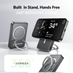 Jyoudian MagSafe Magnetic Wireless 10000Mah Power Bank with 360° Rotating Stand — 2-in-1 Wireless & Wired Charging, Apple Watch Compatible - Image 2
