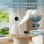 DP-7647 Portable Misting Fan — ন্যানো মিস্ট কুলিং, 4000mAh ব্যাটারি ও LED নাইট লাইট সহ (Duration Power - 7647) - Image 2