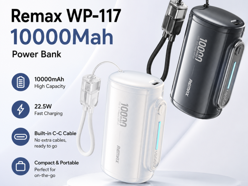 Remax WP-117 10000mAh Power Bank | 22.5W Fast Charging Mini Powerbank