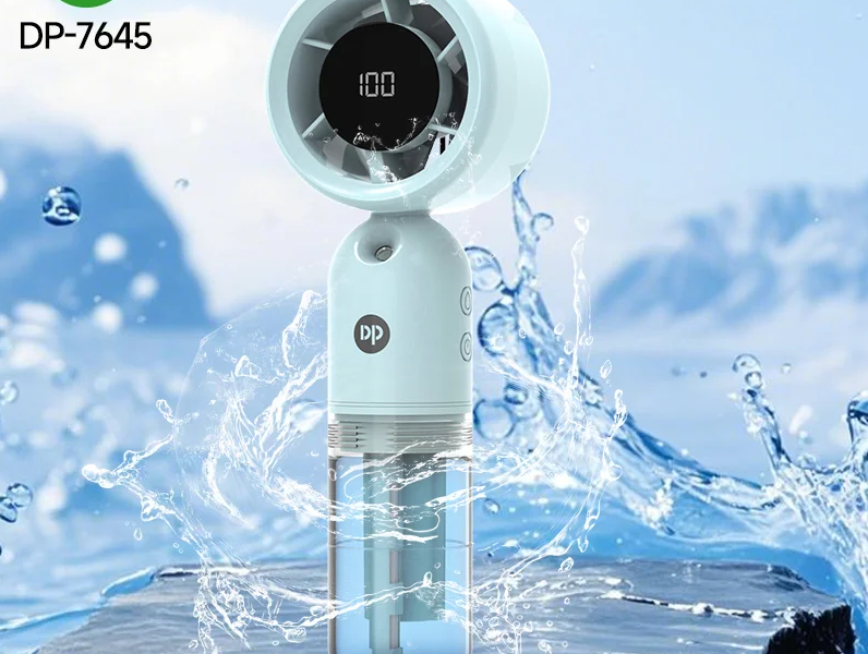 DP 7645 Turbo Mist Spray Handheld Fan — 3000mAh | 9700 RPM | Digital Display