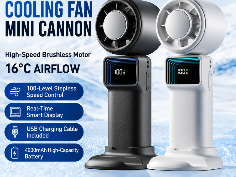 F11 Handheld Ice Cooling Turbo Fan – 4000mAh Rechargeable Portable Cooling Fan with Digital Display