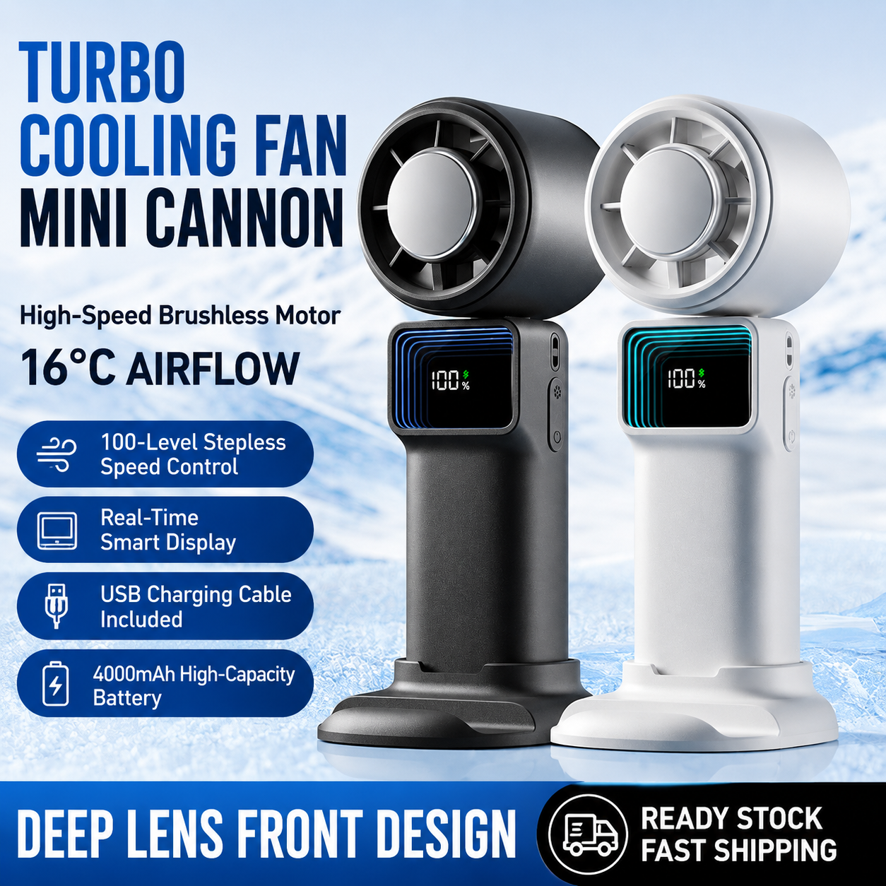ChatGPT Image Jun 3, 2026, 11_21_02 PM F11 Handheld Ice Cooling Turbo Fan – 4000mAh Rechargeable Portable Cooling Fan with Digital Display - Image 1