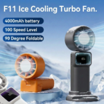 F11 Handheld Ice Cooling Turbo Fan – 4000mAh Rechargeable Portable Cooling Fan with Digital Display - Image 5