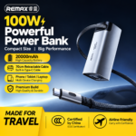 REMAX FC-22 100W 20000mAh Power Bank with Built-in Type-C Telescopic Cable - Image 2