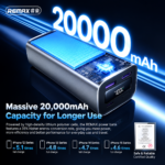 REMAX FC-22 100W 20000mAh Power Bank with Built-in Type-C Telescopic Cable - Image 5