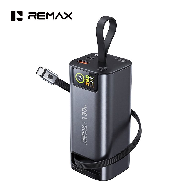 H46779f6dc7934747b8d2664f8140a4a3x REMAX FP-111 20000mAh 130W Power Bank | 100W Type-C Fast Charging | 70cm Retractable Cable | TFT Digital Display - Image 1