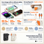 REMAX CP-2 20000mAh 22.5W Fast Charging Power Bank with AC Plug & 15W Magnetic Wireless Charging - Image 4
